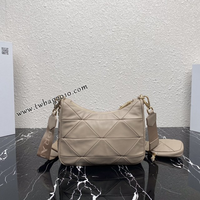 Prada專櫃新款升級版三合一女包 1BC151 普拉達小牛皮純手工菱形拼接鏈條肩背斜挎包 csp1510